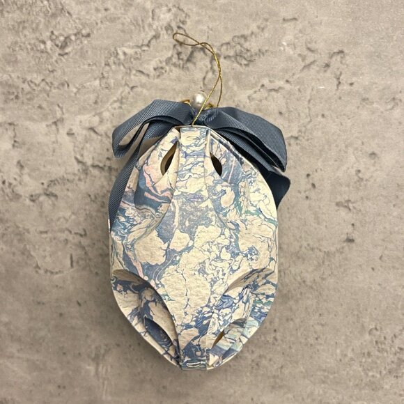 Blue and White Marble Paper Origami Ornament - Picture 9 of 10